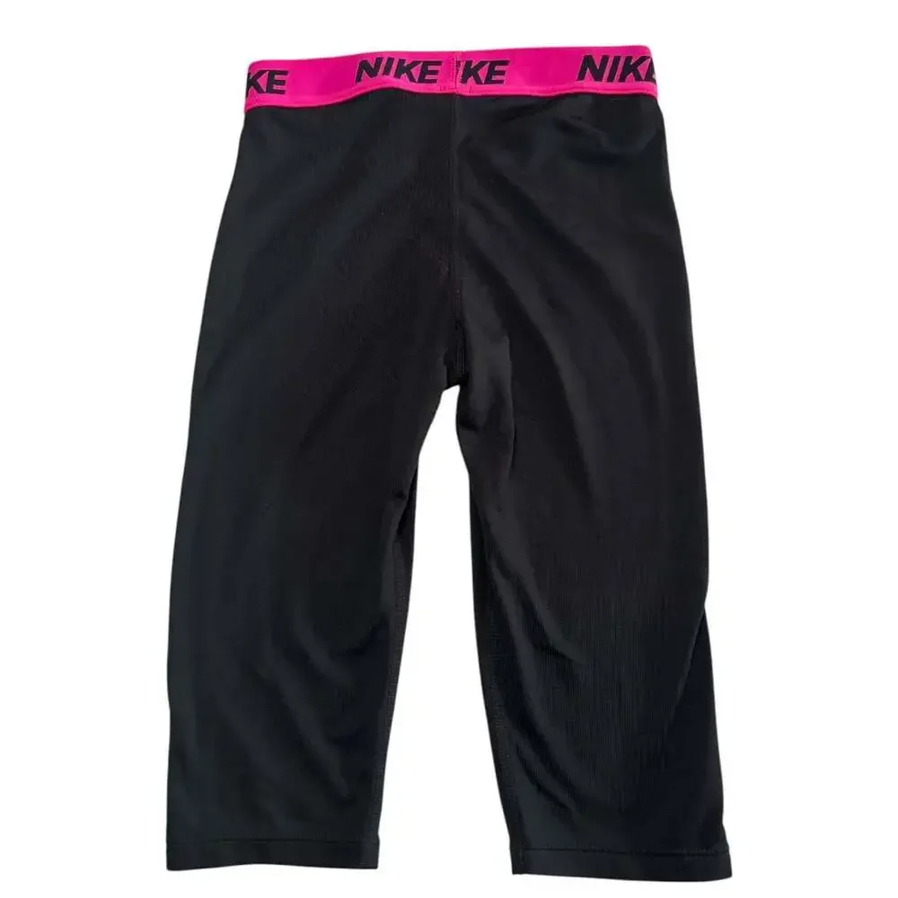 Nike Pro Dri-FIT Kids/Girls Black and Pink Capri Training Leggings